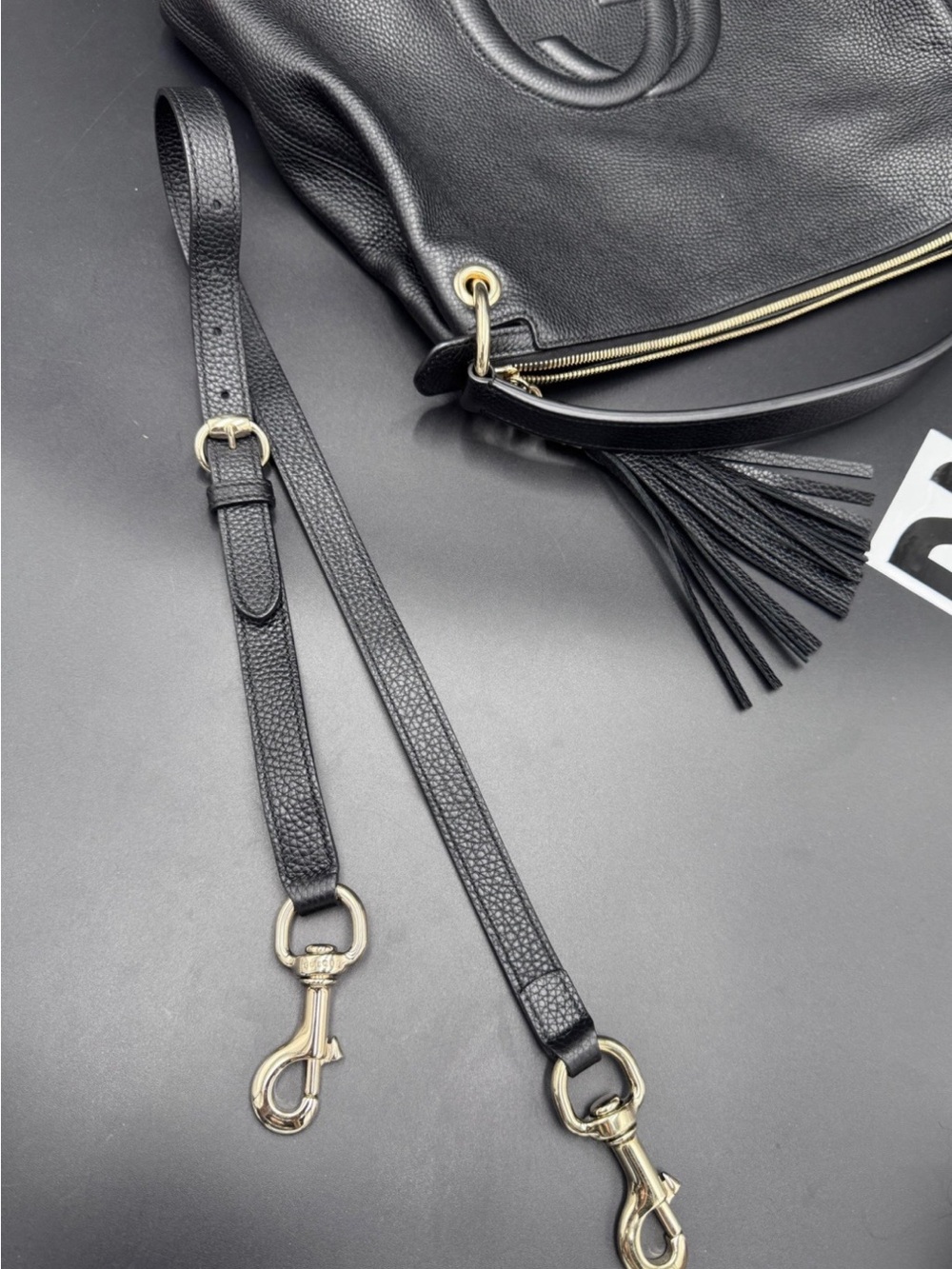 Gucci Soho Black Pebbled Leather Shoulder Crossbody Hobo Bag Like New - Picture 5 of 13